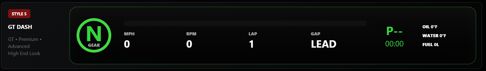GT Dash iRacing overlay preview