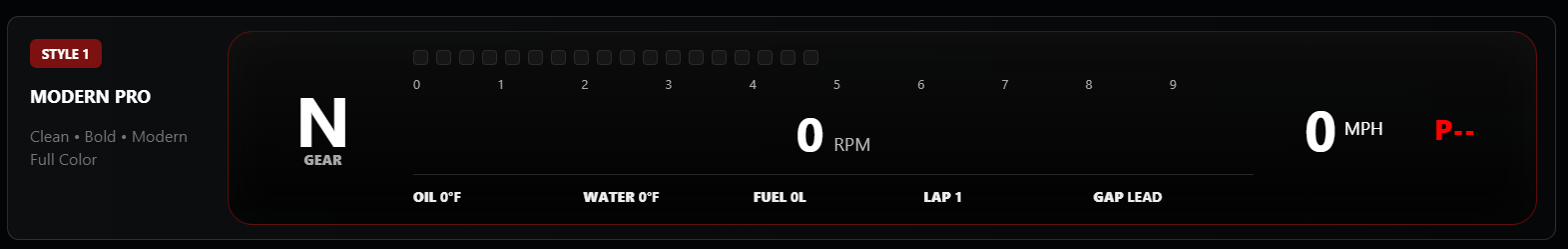 Modern Pro iRacing overlay preview